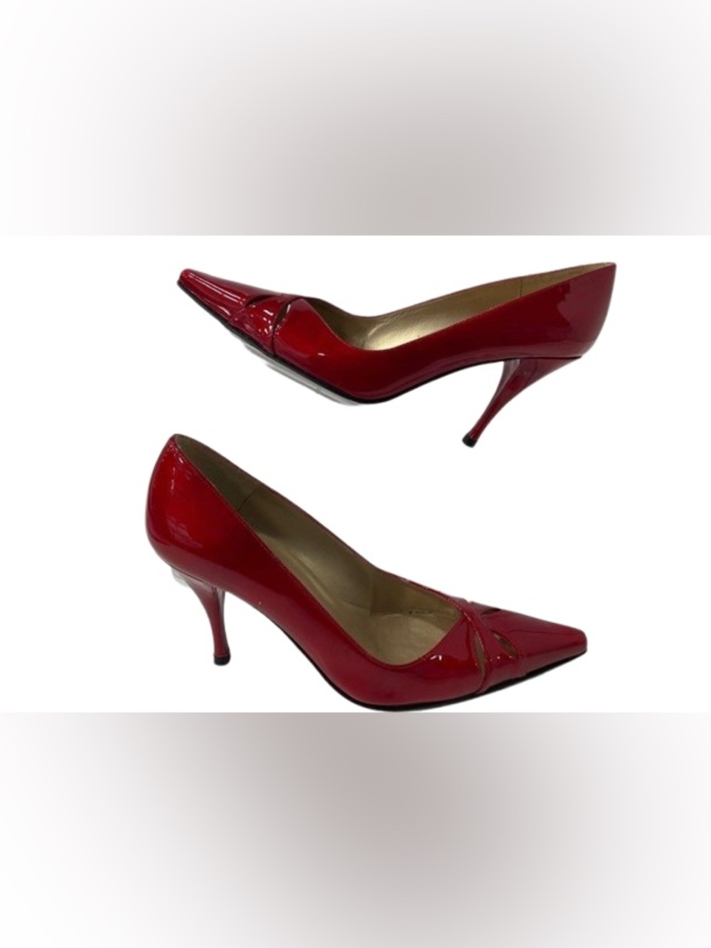 Stuart Weitzman Shining Red Patent High Heel Pumps With Cut-Outs size 6.5